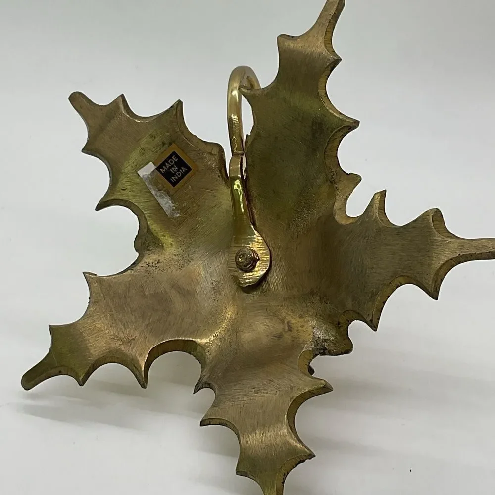 Brass Holly Candle Holder